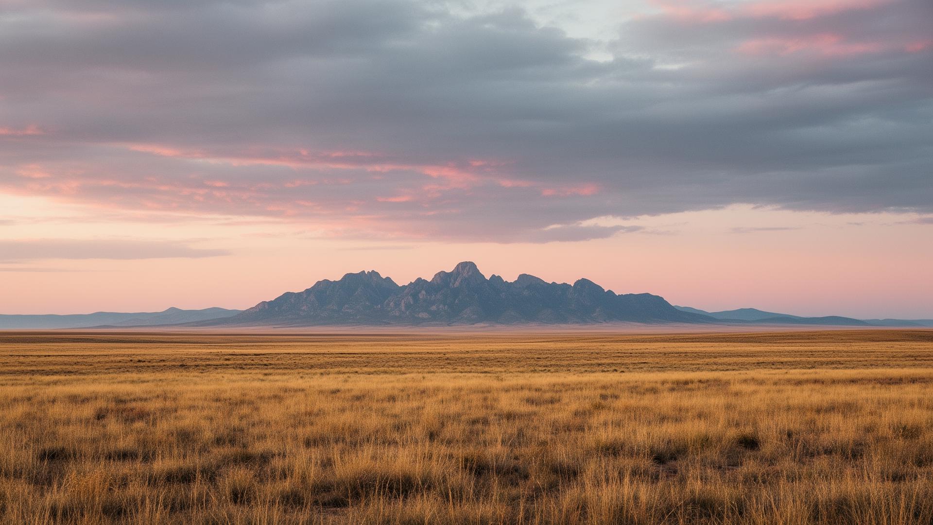 Southeast Colorado high plains at dawn with distant mountains